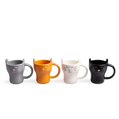 Set 4 gato tazas de café – Miau por la mañana y por la noche