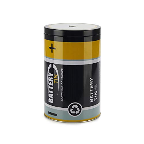 Balvi Contenedor Pilas gastadas Battery Tin Color Negro para Reciclar y Ayudar a Mantener el medioamb