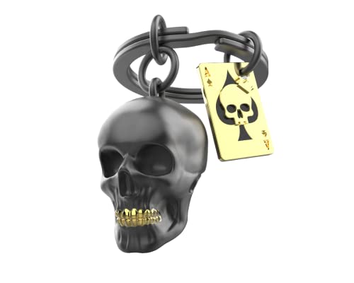 Llavero calavera y as de picas – Estilo oscuro con toque dorado