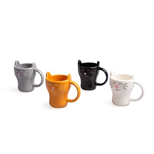 Set 4 gato tazas de café – Miau por la mañana y por la noche