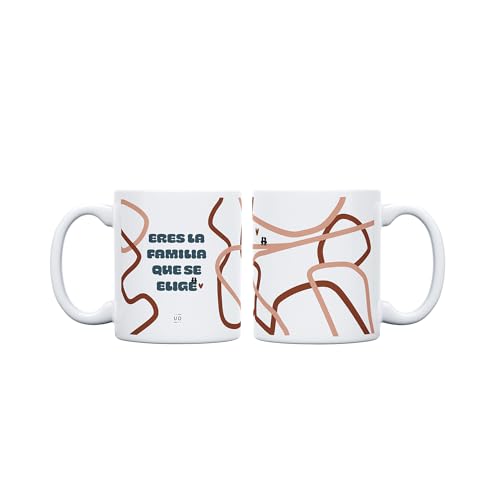 Eres la familia que se elige – Taza con mensaje amistoso