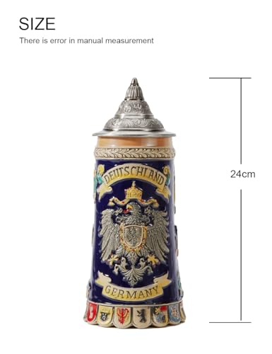 Jarra de cerveza alemana – Brindis con escudos y aire medieval