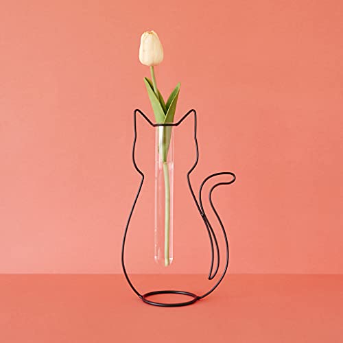 Florero Cat Silhouette – Una flor en equilibrio felino