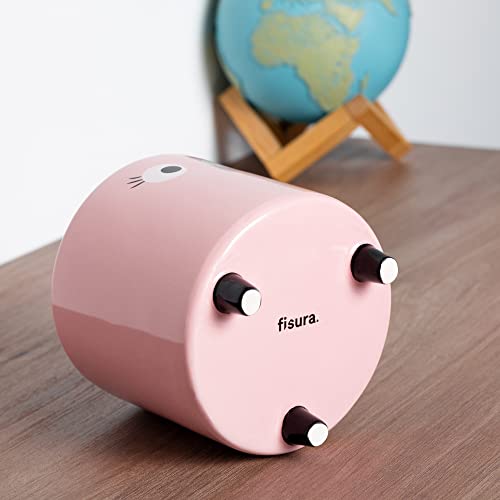 Maceta rosa con carita curiosa – Decora con simpatía y color