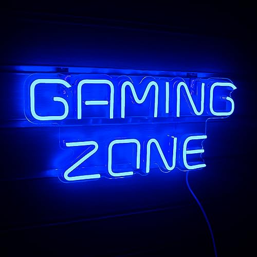 Cartel LED Zona Gamer – Azul neón para el rincón del vicio