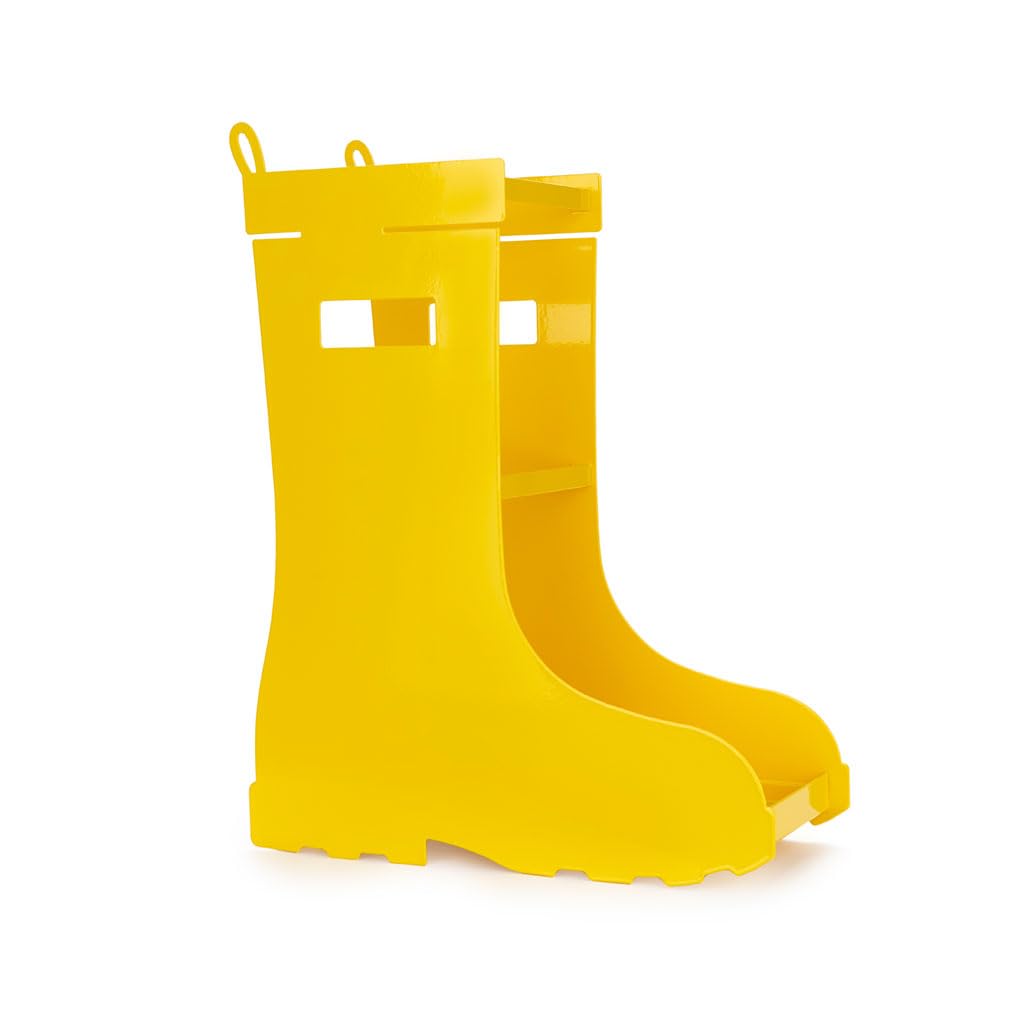 Paragüero amarillo en forma de botas – Decoración útil para días de lluvia