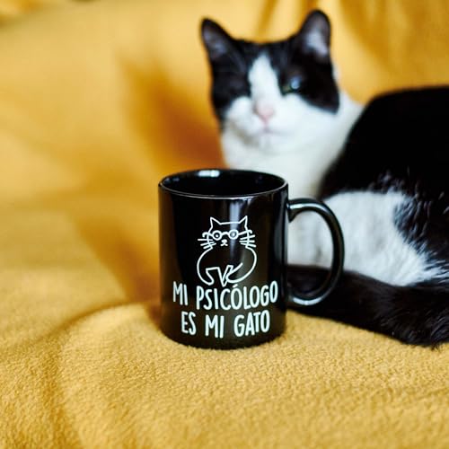 Mi psicólogo es mi gato – Taza cerámica para cat lovers