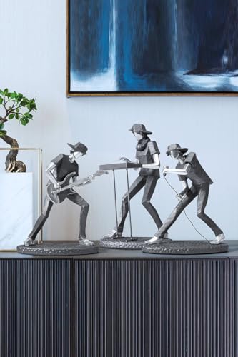 Escultura guitarrista – Solo de rock en resina metálica