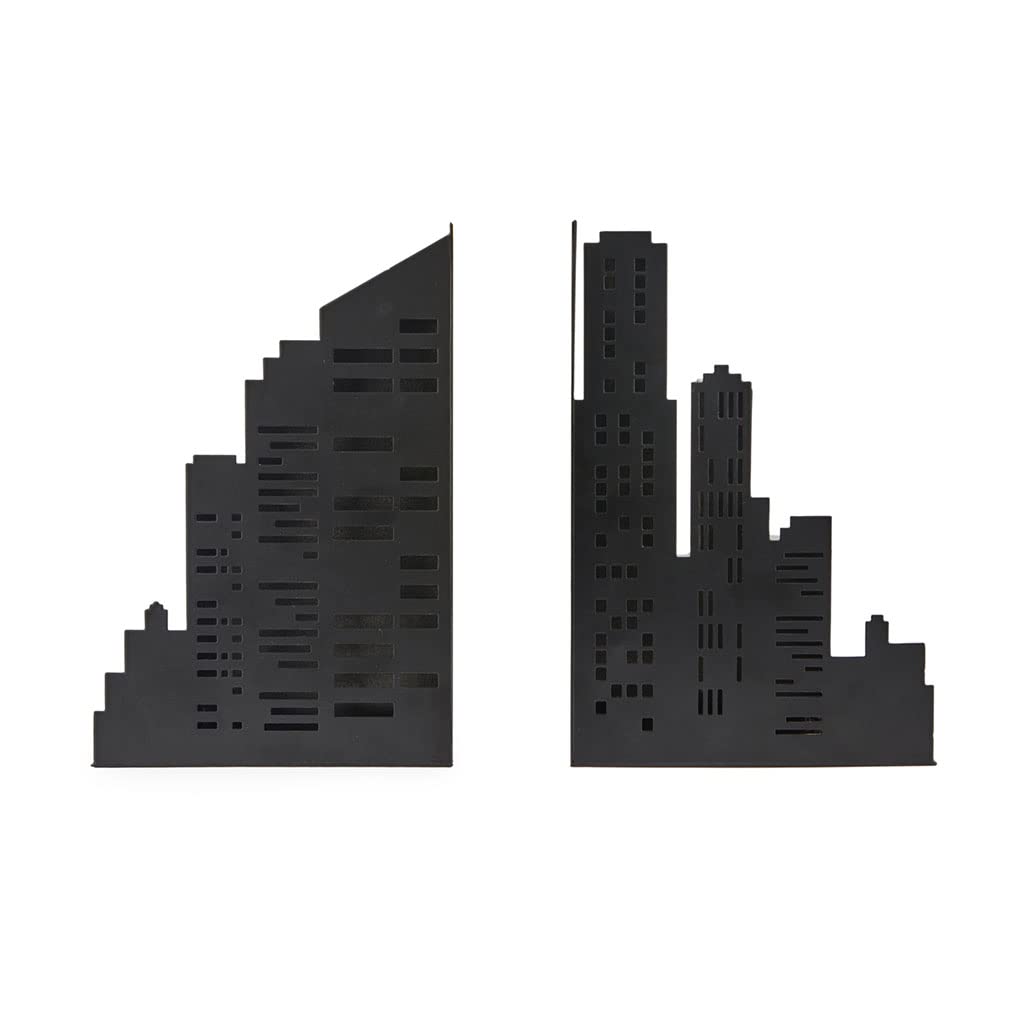 Sujetalibros skyline con luz – La ciudad iluminada entre tus novelas