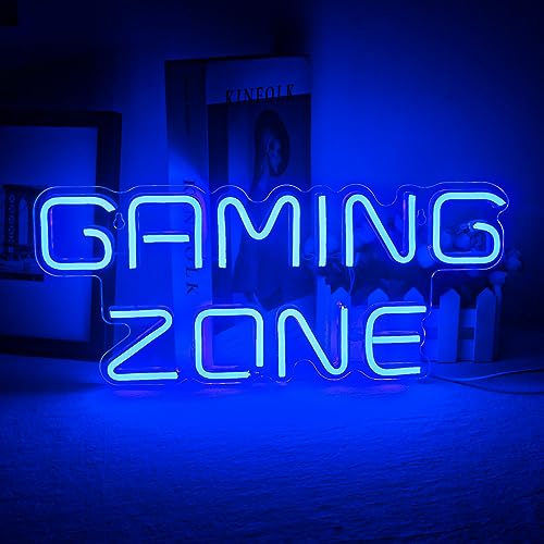 Cartel LED Zona Gamer – Azul neón para el rincón del vicio
