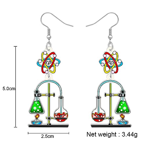 NEWEI Pendientes acrílicos de ciencia y química, joyería de astronomía para mujeres, regalos de biología, dije nerd (jeringa de química A), Acrílico, Sin piedra preciosa