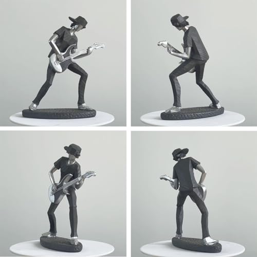 Escultura guitarrista – Solo de rock en resina metálica