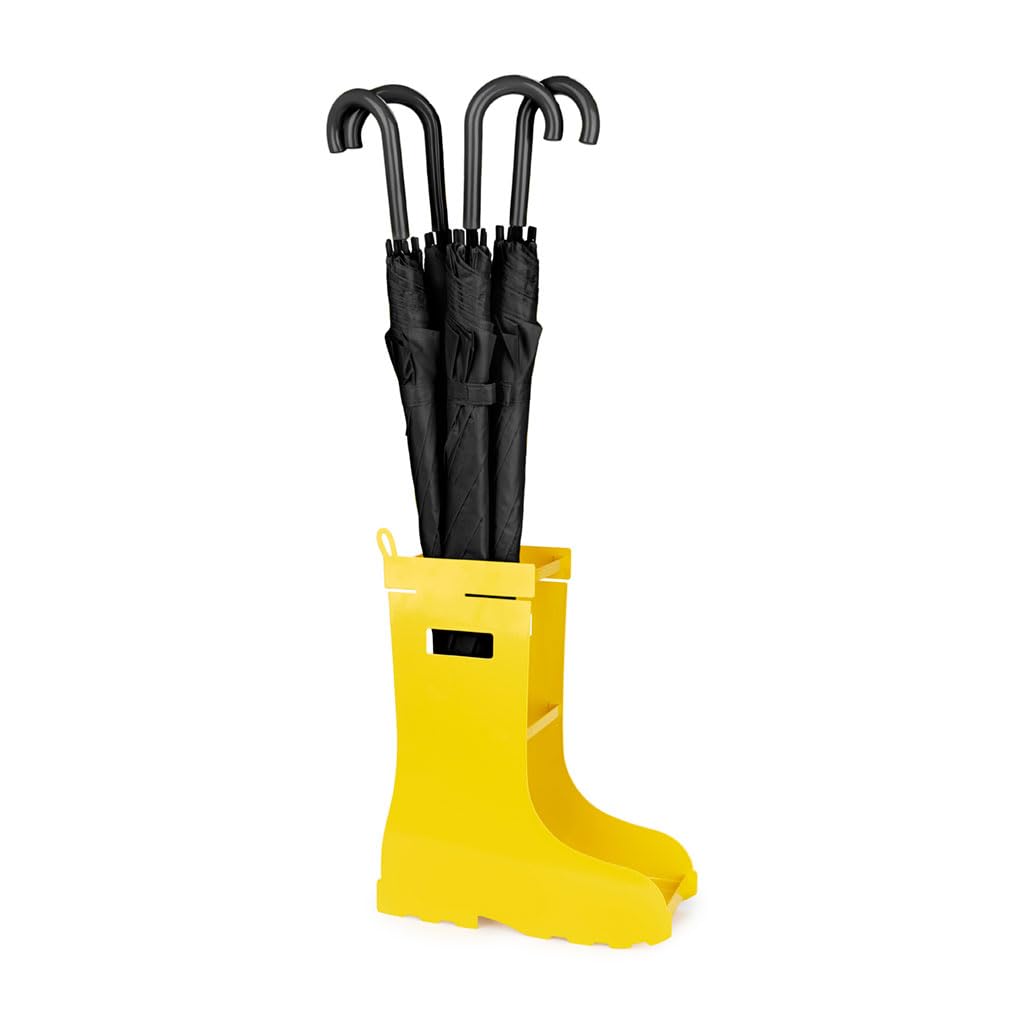 Paragüero amarillo en forma de botas – Decoración útil para días de lluvia