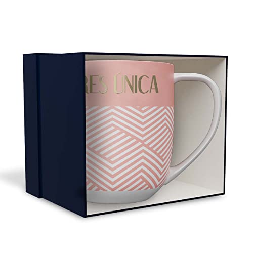 Eres única – Taza rosa con mensaje que ilumina