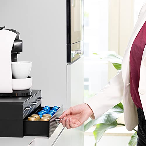 Navaris Soporte de máquina de café - Armario Organizador con 4X cajón para cápsulas de cafetera - Dispensador para Guardar Accesorios cafés y té