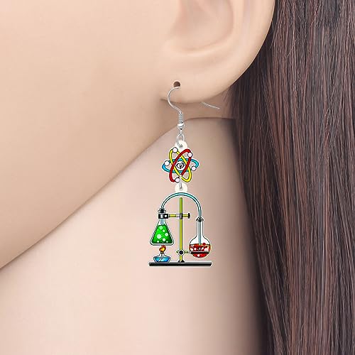 NEWEI Pendientes acrílicos de ciencia y química, joyería de astronomía para mujeres, regalos de biología, dije nerd (jeringa de química A), Acrílico, Sin piedra preciosa