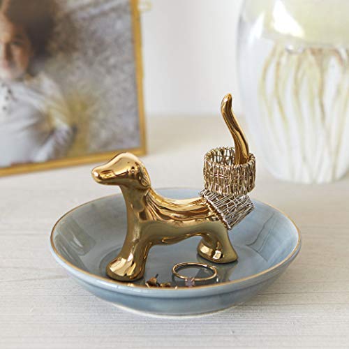 Porta-anillos perro dorado – Joyas con guardián fiel