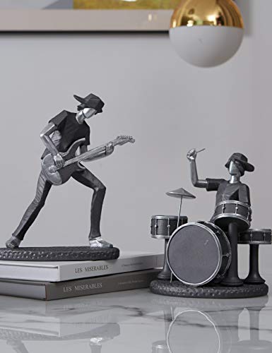 Escultura guitarrista – Solo de rock en resina metálica