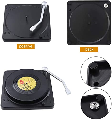Litensh Posavasos Retro con Discos de Vinilo, de Goma Antideslizante, con Aislamiento, Redondos, para té, café, Bebidas, protección de Mesa, Evita Que se resbale el Soporte (patrón M1 + Soporte)