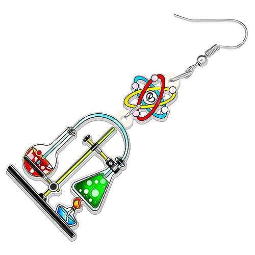 NEWEI Pendientes acrílicos de ciencia y química, joyería de astronomía para mujeres, regalos de biología, dije nerd (jeringa de química A), Acrílico, Sin piedra preciosa