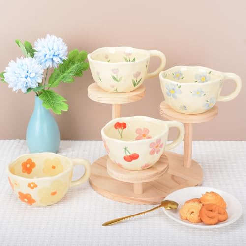 Taza floral artesanal – Sorbitos entre pétalos y brillos