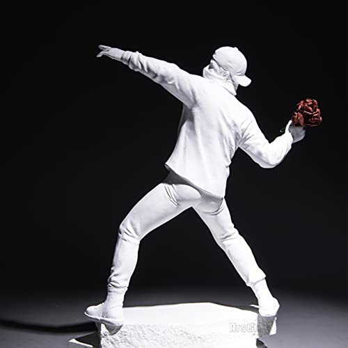 Escultura decorativa lanzador de flores – Arte urbano en blanco puro