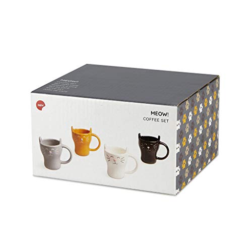 Set 4 gato tazas de café – Miau por la mañana y por la noche
