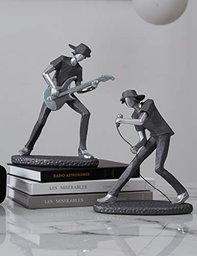 Escultura guitarrista – Solo de rock en resina metálica