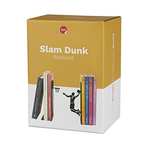 Balvi Sujetalibros Slam Dunk Color Negro Soporte para Libros de Estantería en Forma de Jugador Balonc
