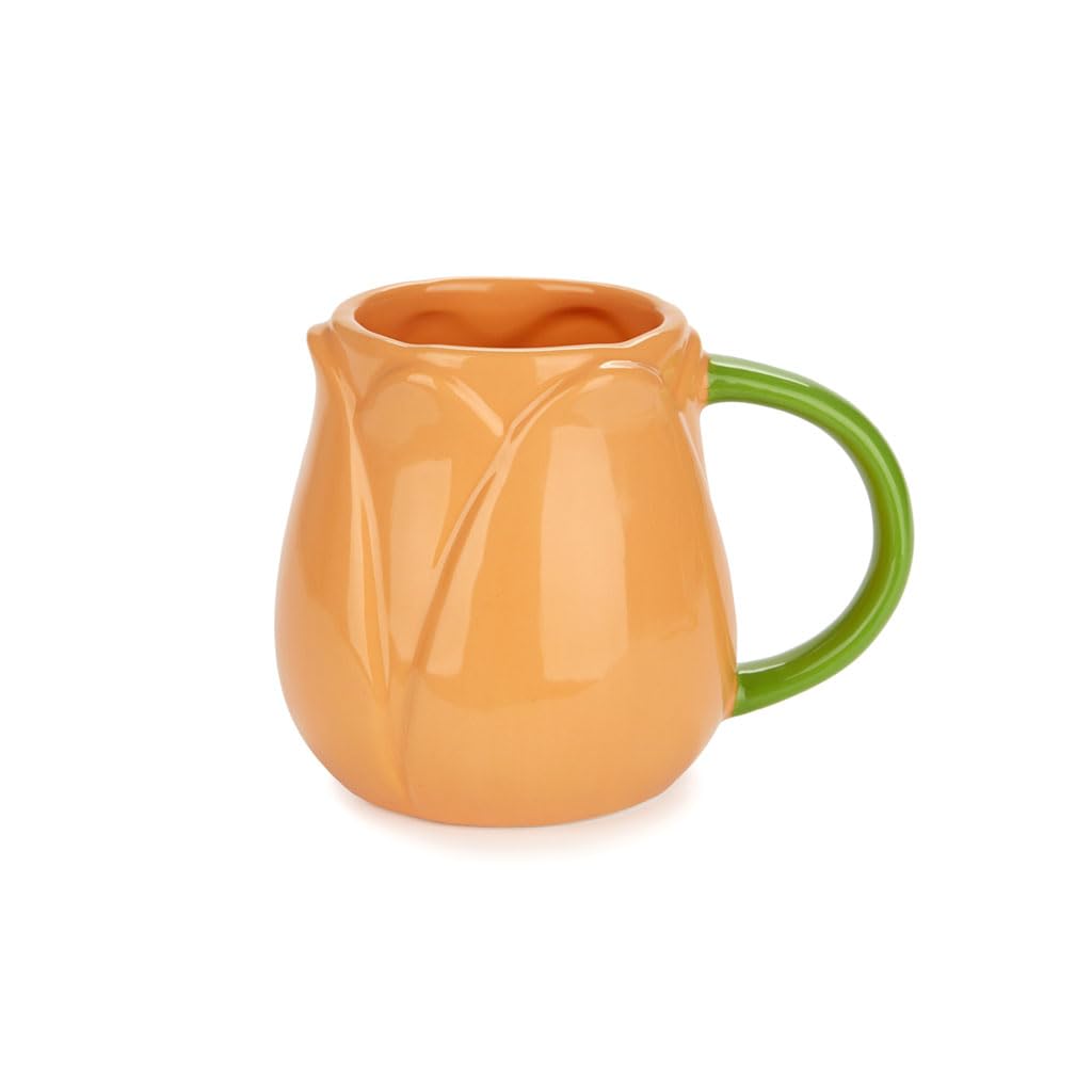 Taza tulipán naranja – Cerámica con forma floral