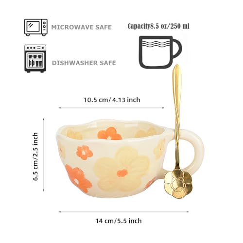 Taza floral artesanal – Sorbitos entre pétalos y brillos