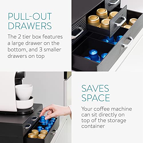 Navaris Soporte de máquina de café - Armario Organizador con 4X cajón para cápsulas de cafetera - Dispensador para Guardar Accesorios cafés y té