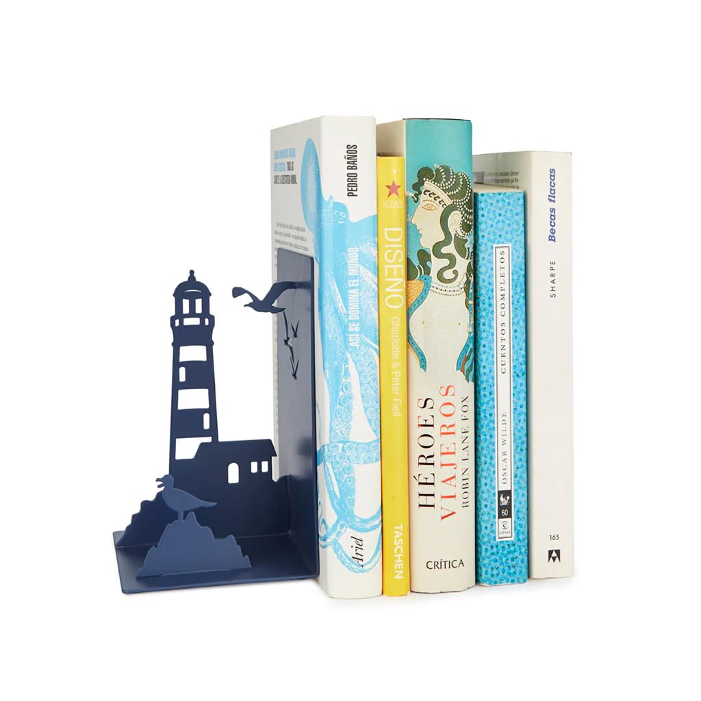 Sujetalibros Faro azul – Luz clásica para tus aventuras literarias
