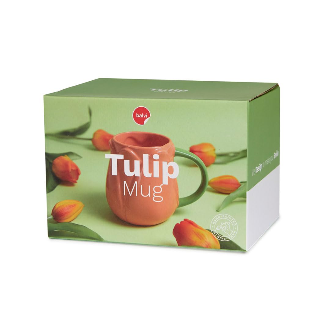 Taza tulipán naranja – Cerámica con forma floral