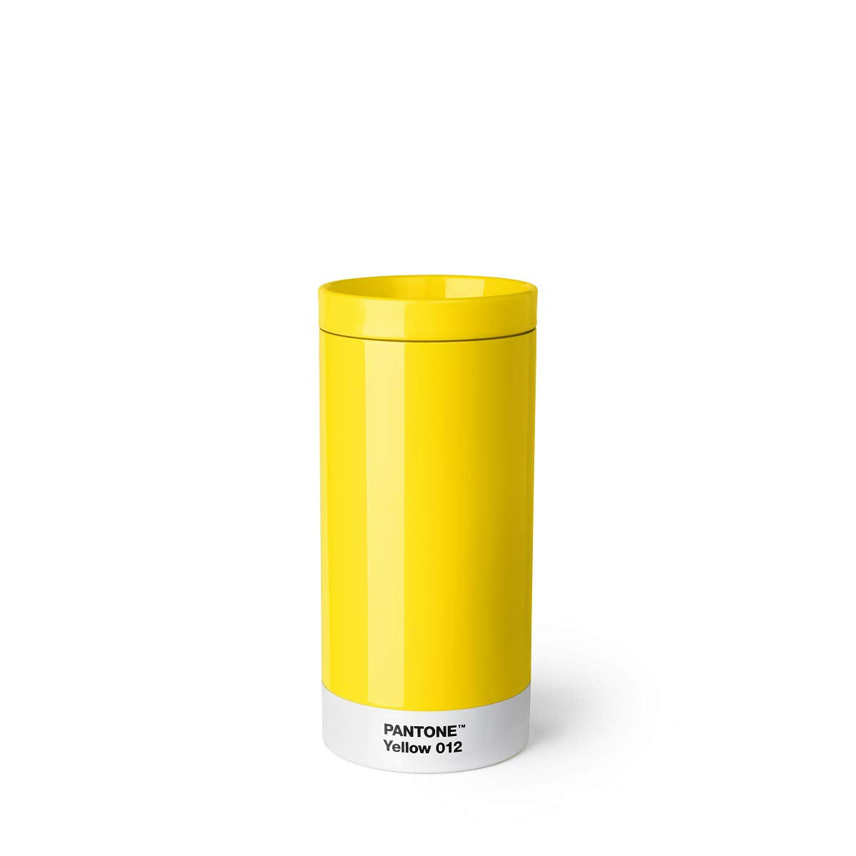 Copenhagen design Pantone To Go, Stainless Steel Travel mug/Thermo Cup, 430 ml, Yellow 012 C, Acero Inoxidable, ABS (acrilonitrilo butadieno estireno), 75 mm