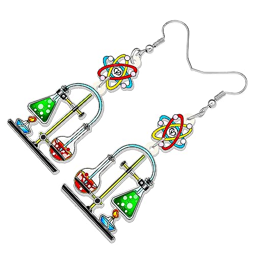 NEWEI Pendientes acrílicos de ciencia y química, joyería de astronomía para mujeres, regalos de biología, dije nerd (jeringa de química A), Acrílico, Sin piedra preciosa