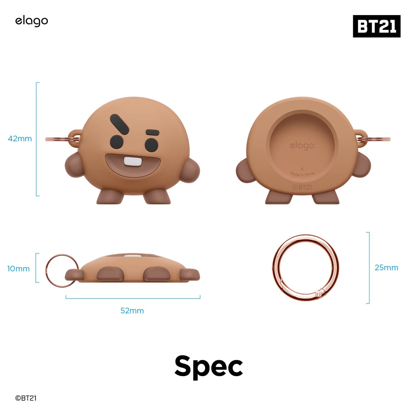 Funda AirTag Tata – Diseño BT21 en silicona premium