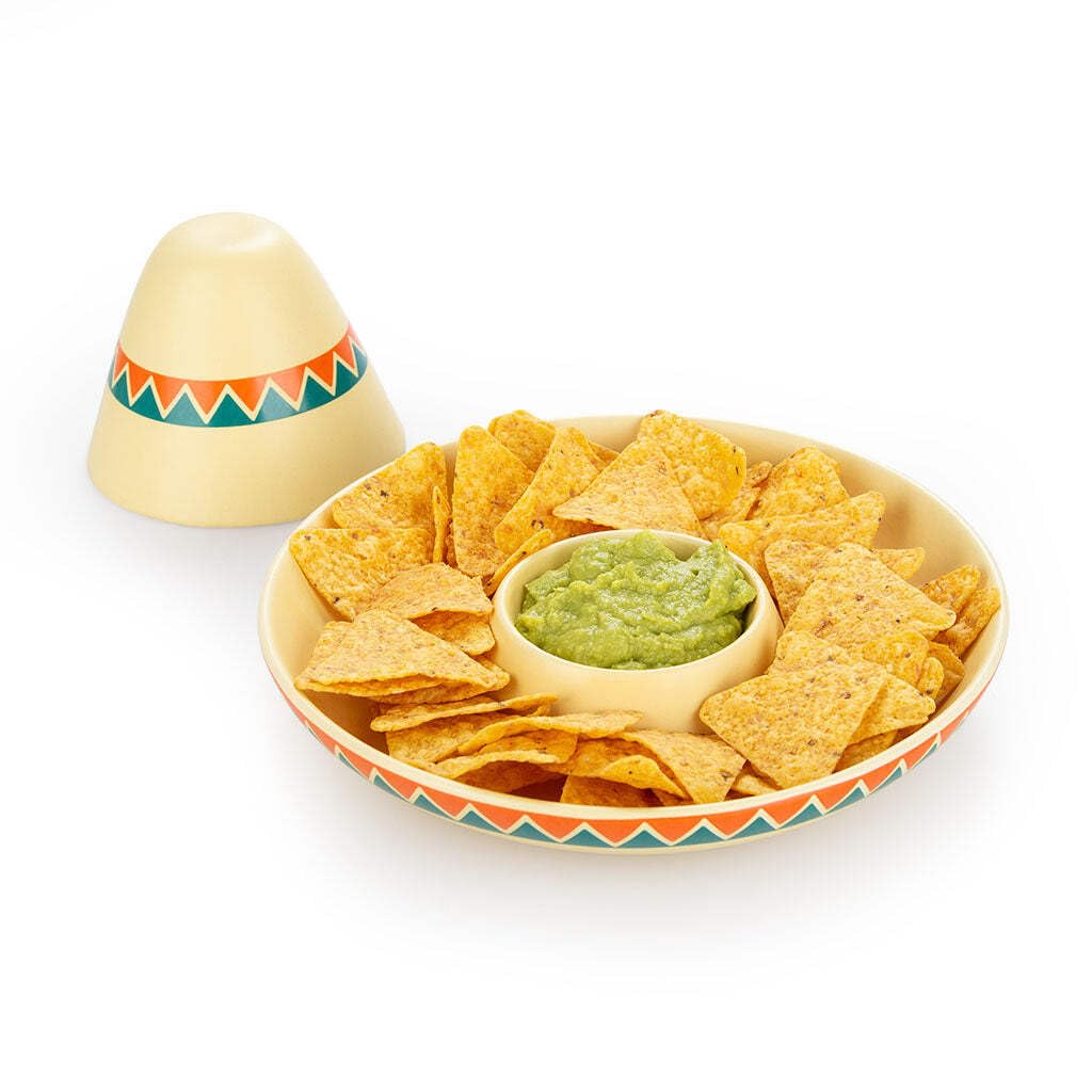 Plato para nachos – Con forma de sombrero y espacio para guacamole