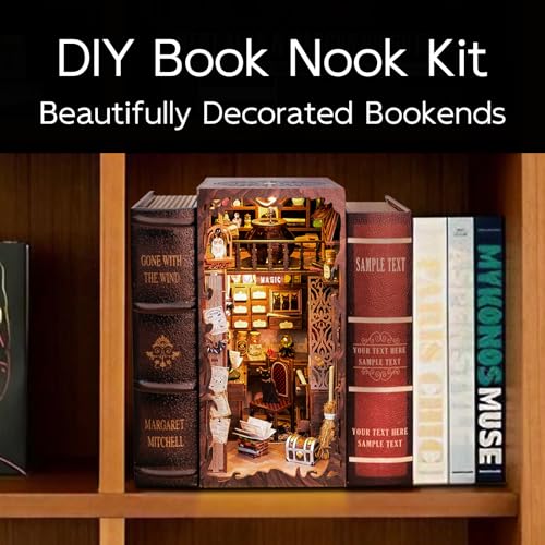 Cutefun Book Nook Kit - Casa de Muñecas - DIY Miniatura de Madera Kits con Muebles y Luces LED(SZ05)