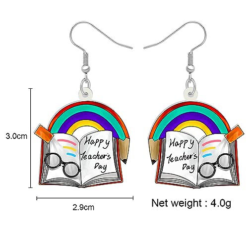 BAMAY Pendientes de Acrilico Autobus Escolar Novedad Coche Camion Joyeria Vuelta al Cole Profesores Regalos para Mujeres Niñas Estudiantes (Rojo)