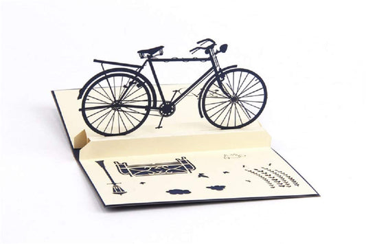 A dos ruedas – Tarjeta 3D con bicicleta vintage