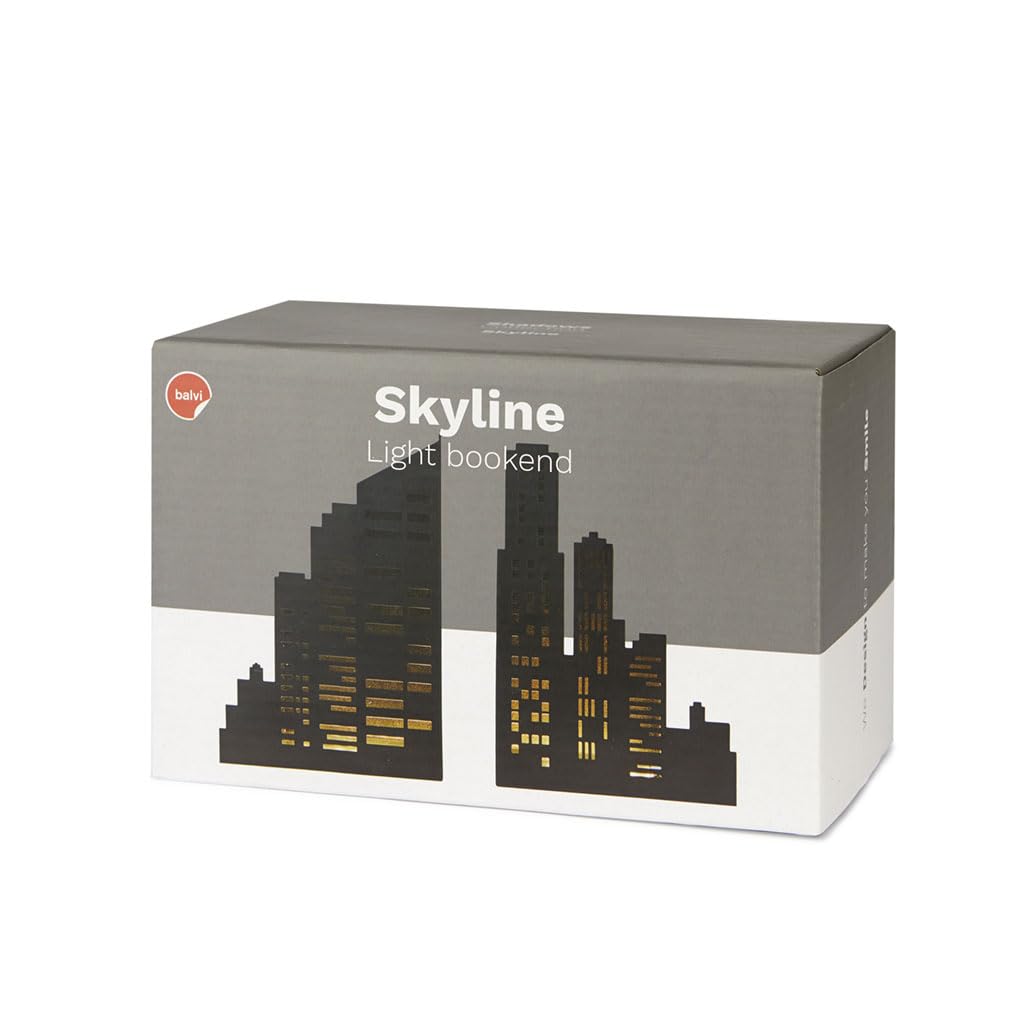 Sujetalibros skyline con luz – La ciudad iluminada entre tus novelas