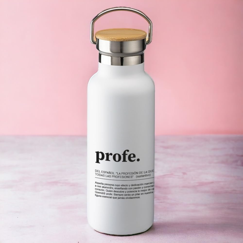 Para profes que dejan huella – Botella de acero con tapón de madera
