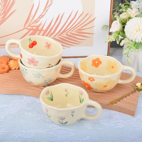 Taza floral artesanal – Sorbitos entre pétalos y brillos