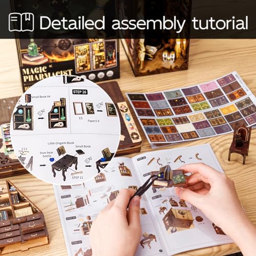 Cutefun Book Nook Kit - Casa de Muñecas - DIY Miniatura de Madera Kits con Muebles y Luces LED(SZ05)