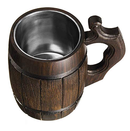 Taza cerveza vikinga – Madera tallada y espíritu nórdico