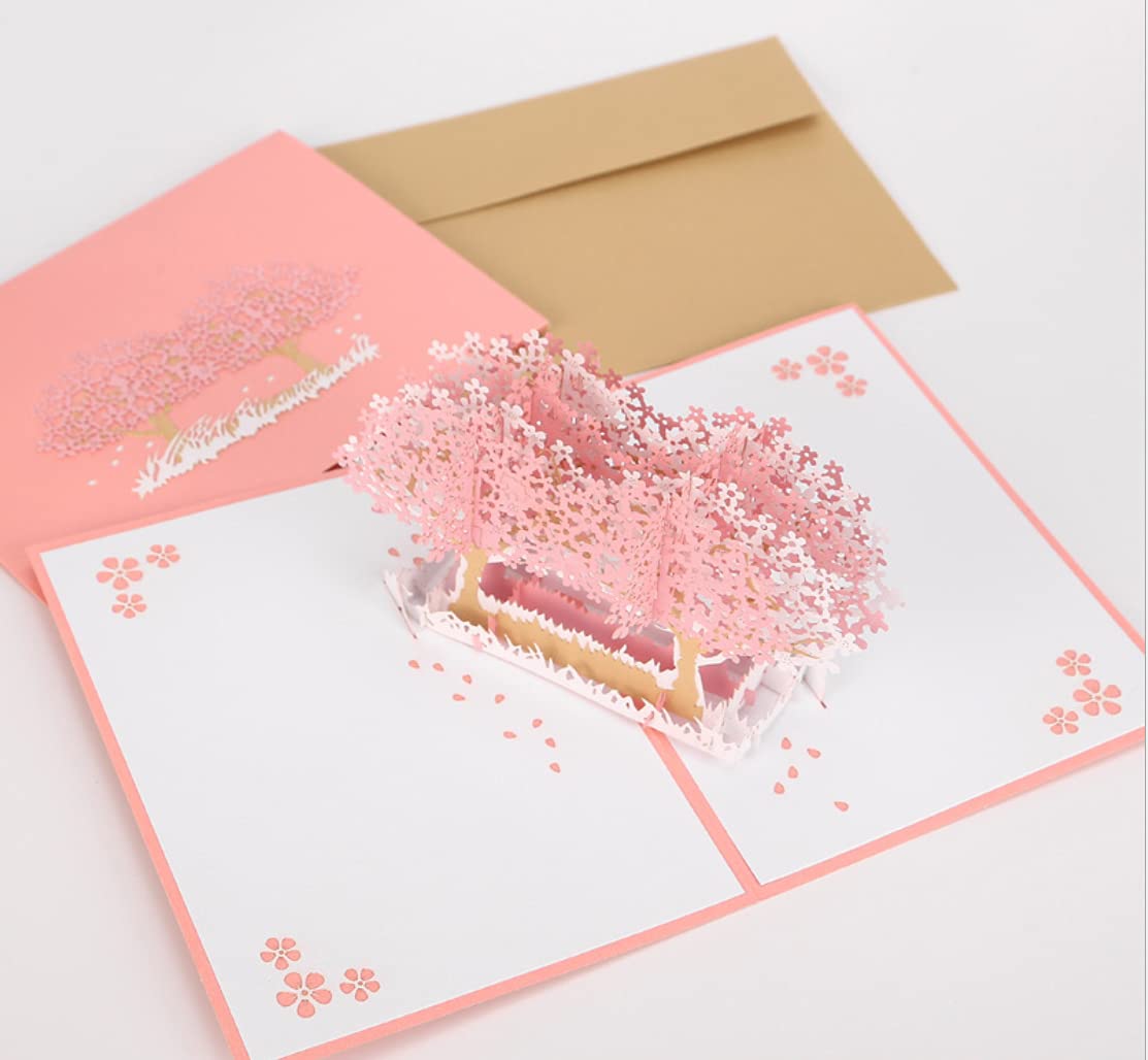 Bajo el cerezo – Tarjeta 3D romántica con flor de sakura