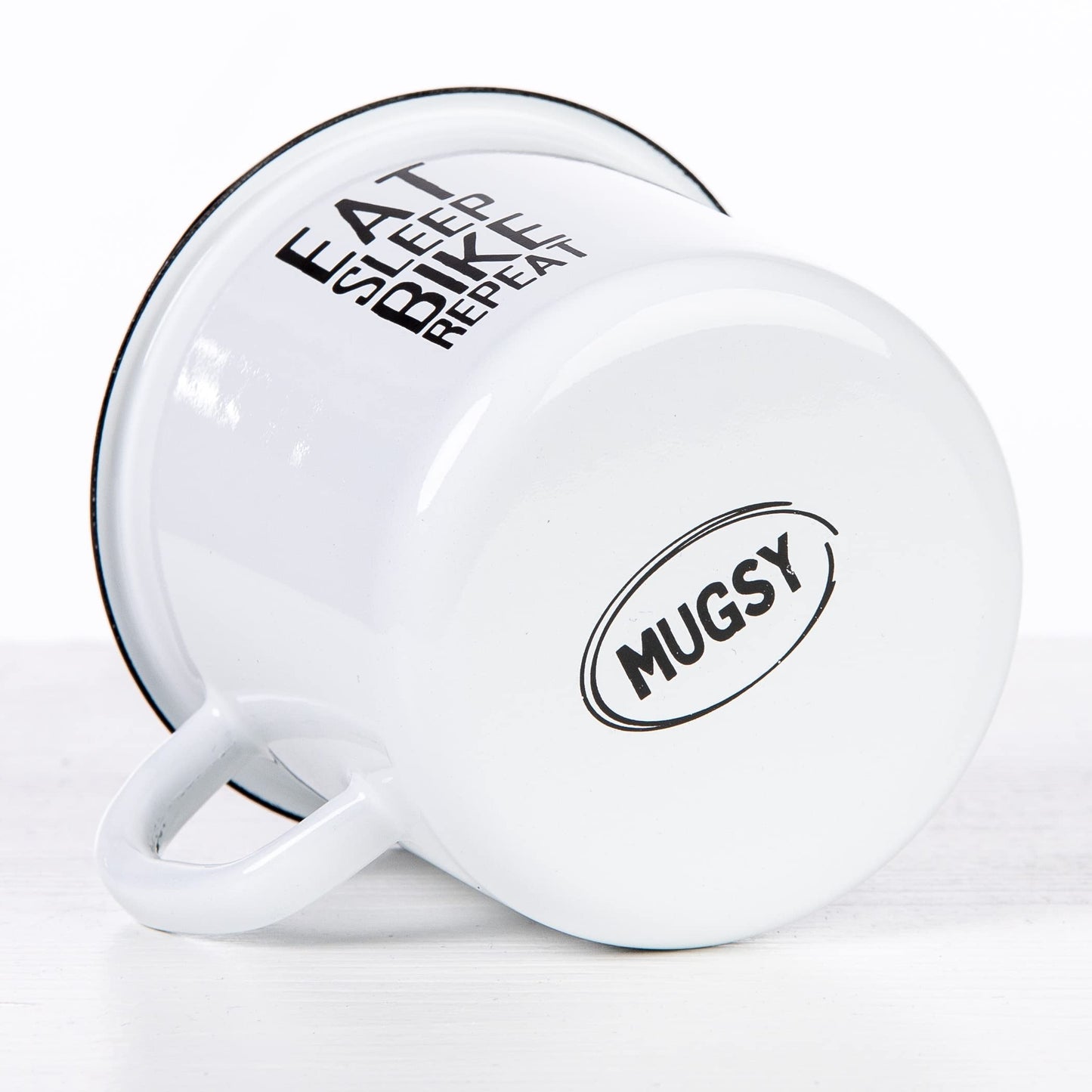 Eat. Sleep. Bike. Repeat. – Taza esmaltada MTB