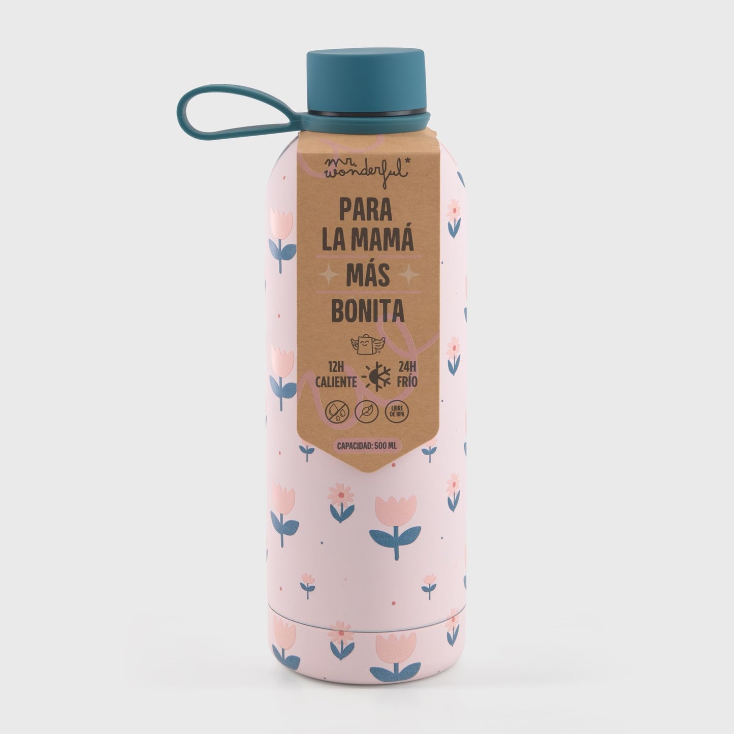 Mr.Wonderful - Botella térmica - Soy 70% agua y 30% prisas - Regalo Día de la Madre - Botella térmica realizada en acero inoxidable 304 de doble capa - Capaciadad: 550 ml