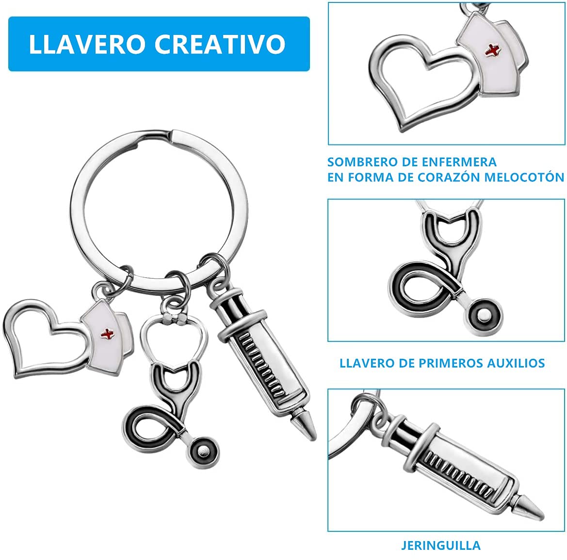Llavero enfermera – Jeringa, corazón y gratitud en cada detalle